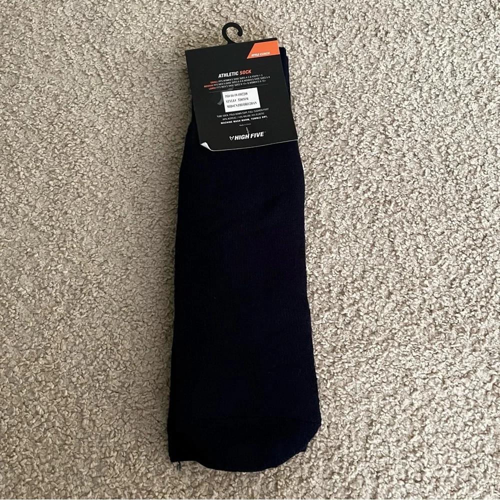 NWT High Five black athletic socks 24” medium